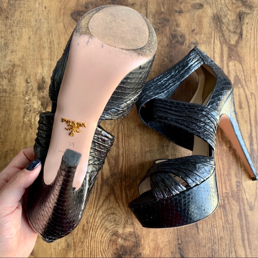 Prada Python Leather Platform Heels - image 8